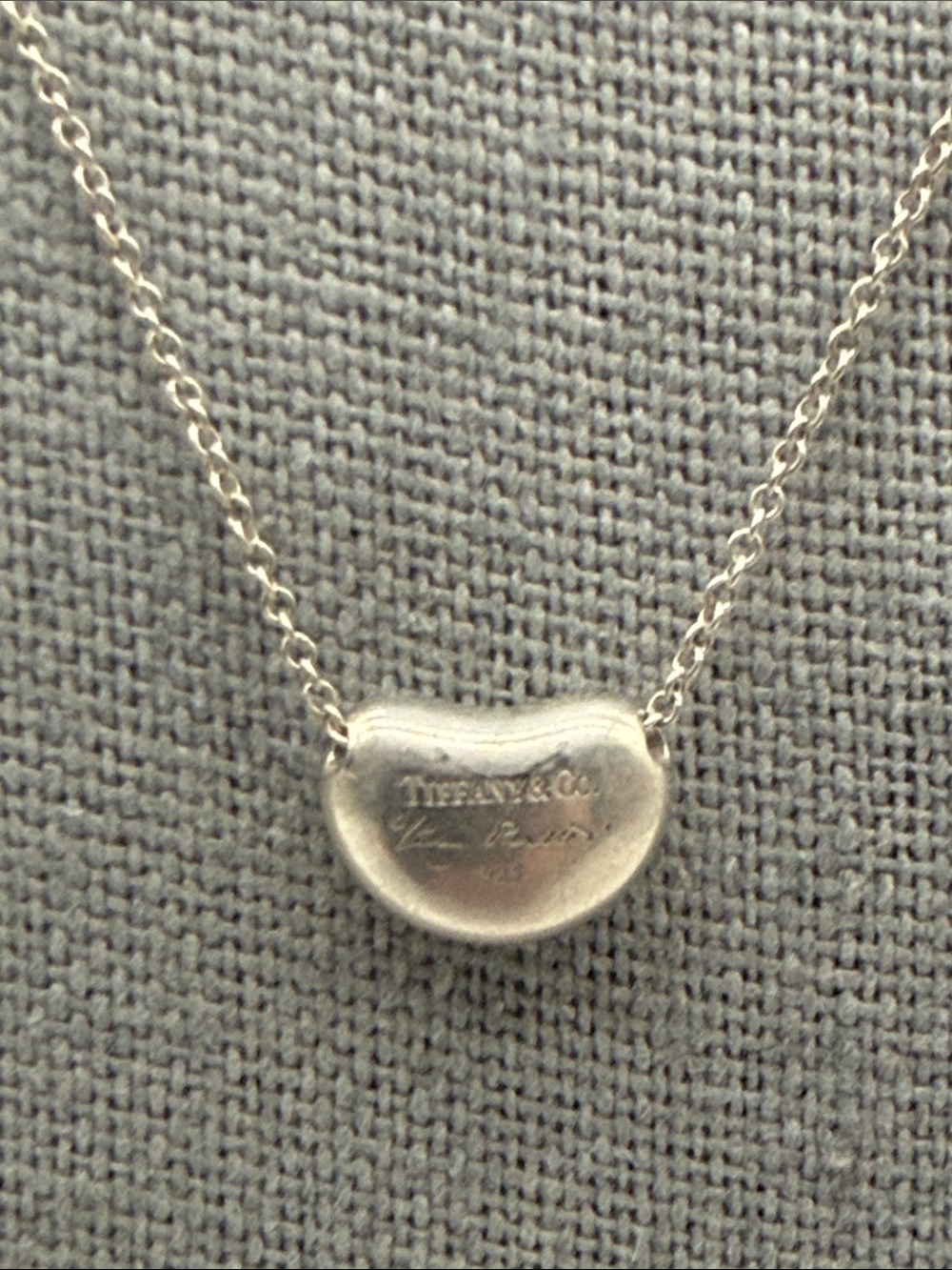 Tiffany & Co. Elsa Peretti Bean Necklace Sterling Silver 925 16" 9mm - Picture 3 of 5